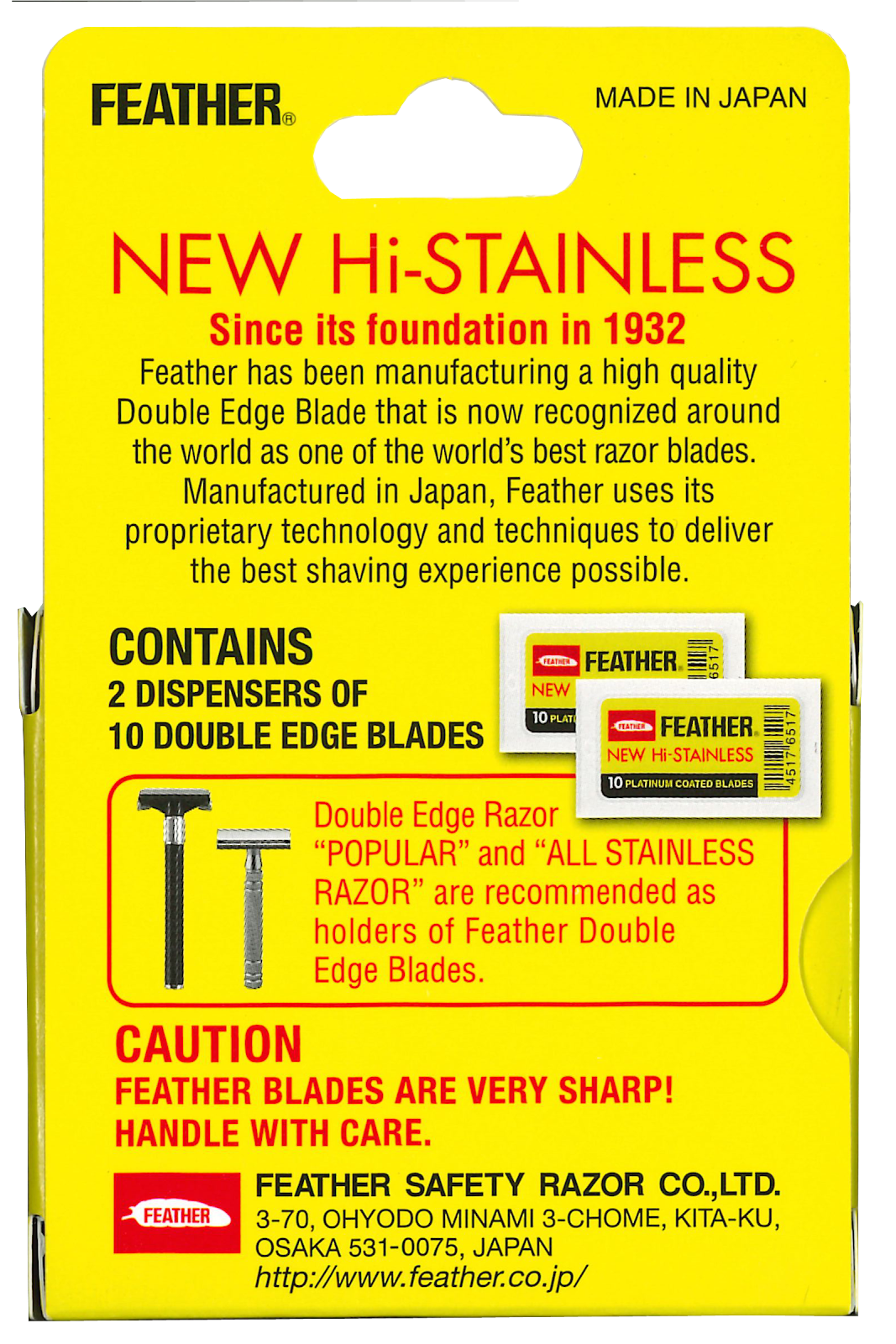 Feather Hi-Stainless Double Edge Blades